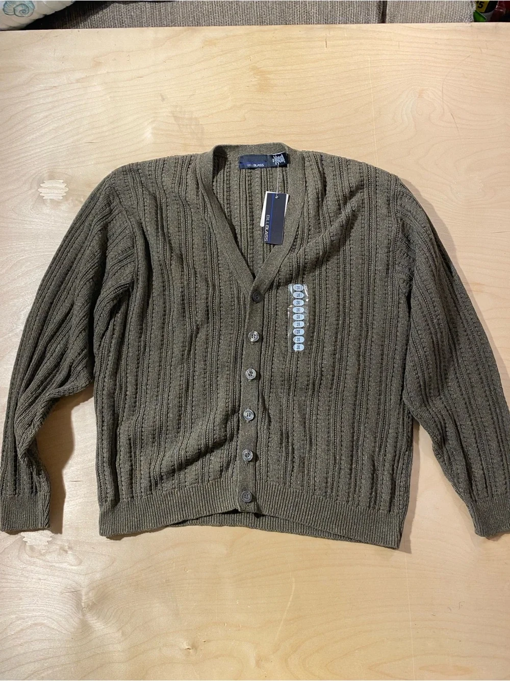 bill blass Olive Knit Button-Front Men's Cardigan 2X (SX)